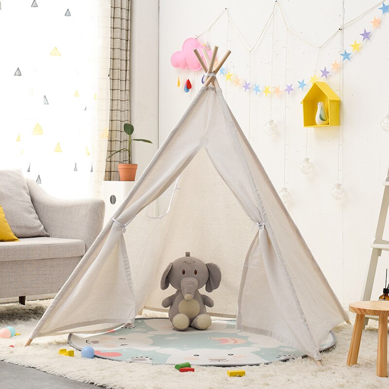 1.35M Portable Cotton Home Tipi Folding Indoor Baby Tent Toy Teepee Original Triangle Indian Kids Wigwam For Children Games