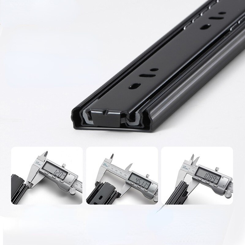 Stainless Steel Drawer Slides Three-section Rebound Slides Furniture Cushioning Damping Slides Smooth and Silent Slides