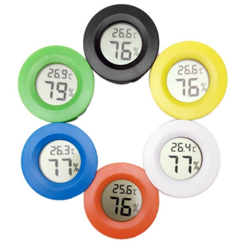 1 Pcs Digital Round LCD Reptile Thermometer Hygrometer Temperature Meter Gauge Tester For Lizard Spider Tortoise Terrarium Tank