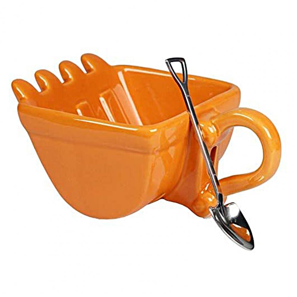 Digger Excavator Bucket Model Coffee Water Mugs Cup with Spoon