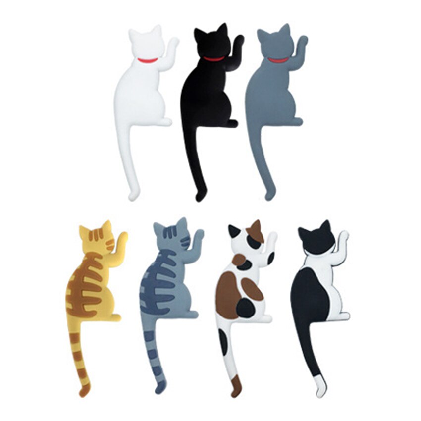 Magnetic Cartoon Cat Refrigerator Sticker Fridge Magnet Hanging Hook Tail Fridge Magnet Hook Door Home Decorations Souvenir