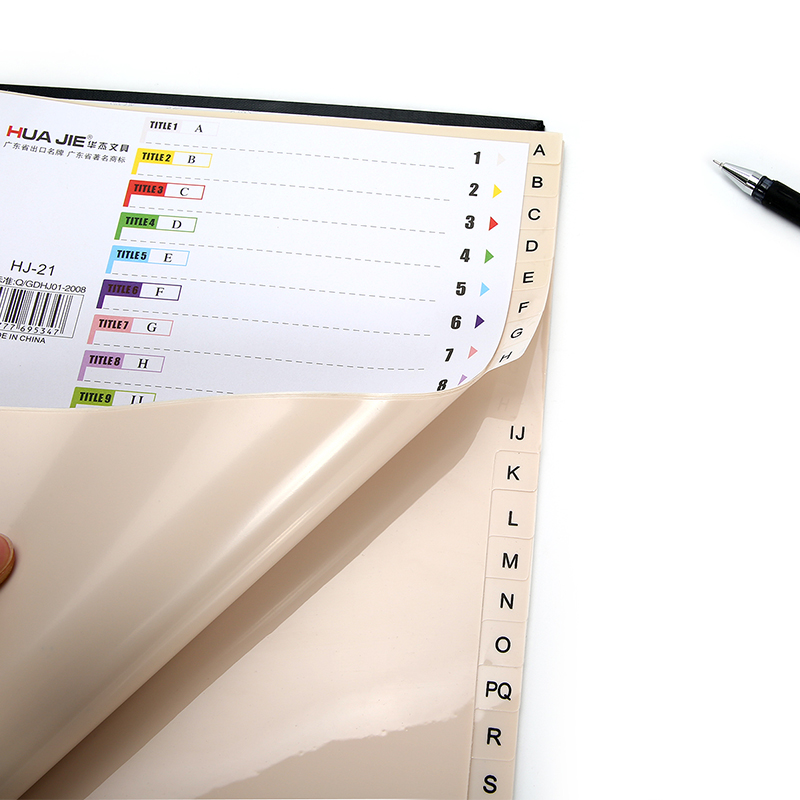 Farverigt løsbladet  a4 bindemiddel indeksdelere arkivmappe papirdelere planlægning notesbog bogmærke kontorbindende forsyninger hj -5