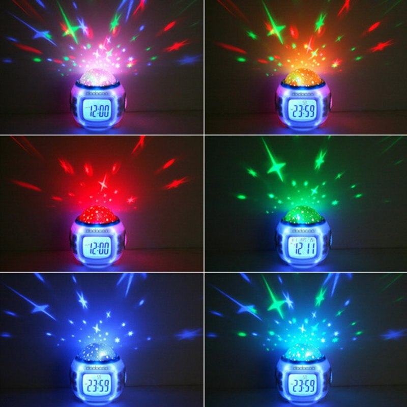 Multifunktions LED Starry Buntes Nachtlicht Color-Changed Digital LED Projektor Wecker Alarm Clocks