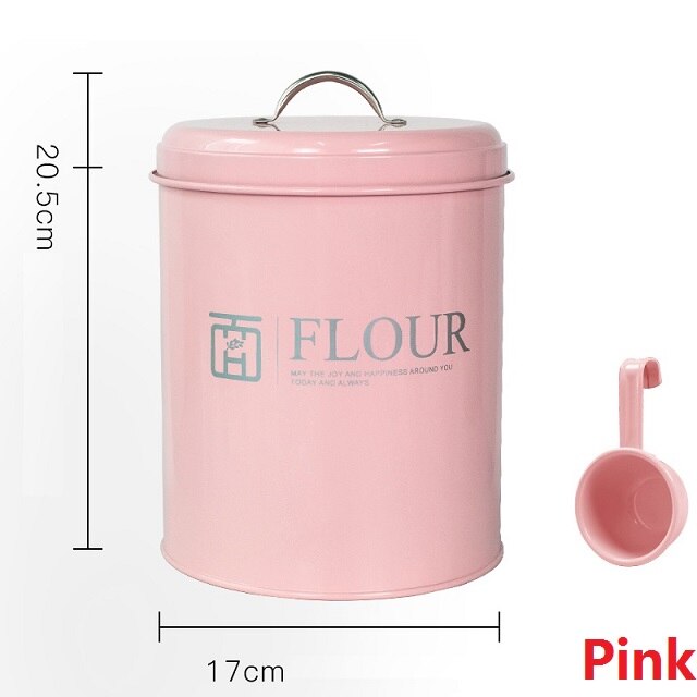 5Kg Bakken Meel Storag Emmer Met Lepel Nordic Stijl Met Afdichtring Vochtbestendige Roestwerende Zonnebrandcrème Multi-functie: Pink