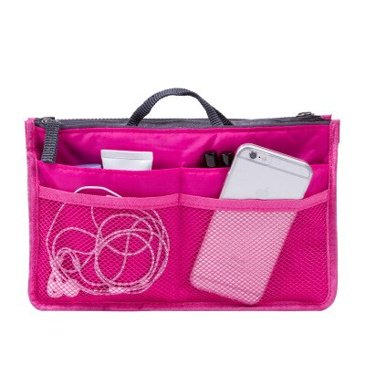 Ladies Organizer Bag Multi Functional Cosmetic Storage Handbag Bags Women Travel Makeup Insert Purse: ROSE RED