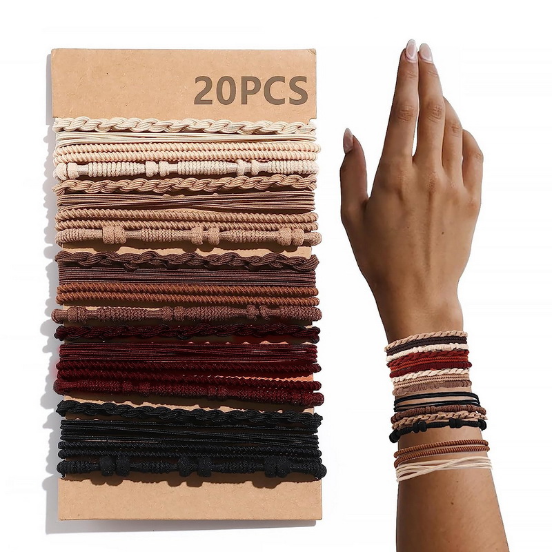 Bandas de goma bohemias para el pelo para mujer, elasticas gomas para hacer pulseras Bohemia gomillas del pelo para niñas gomitas pelo niña gomas de pelo negras coleteros para el pelo mujer accesorios para la cabeza: Gris