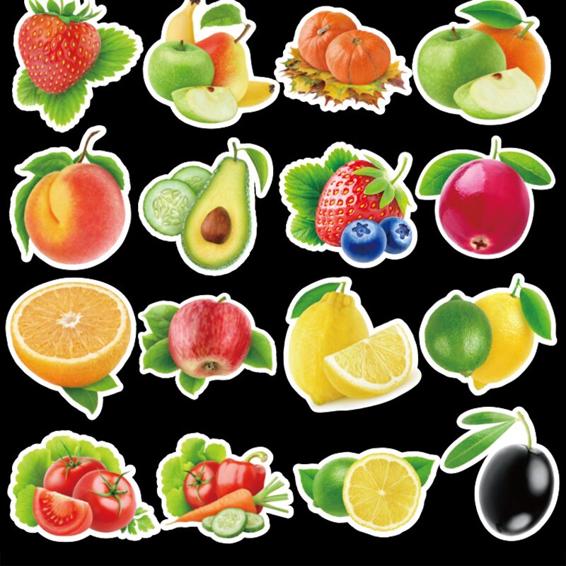 100pcs Fruit Vegetable Green Plant Doodle Stickers For Car Laptop Skateboard Motorcycle Trolley Cartoon Computer Sticker