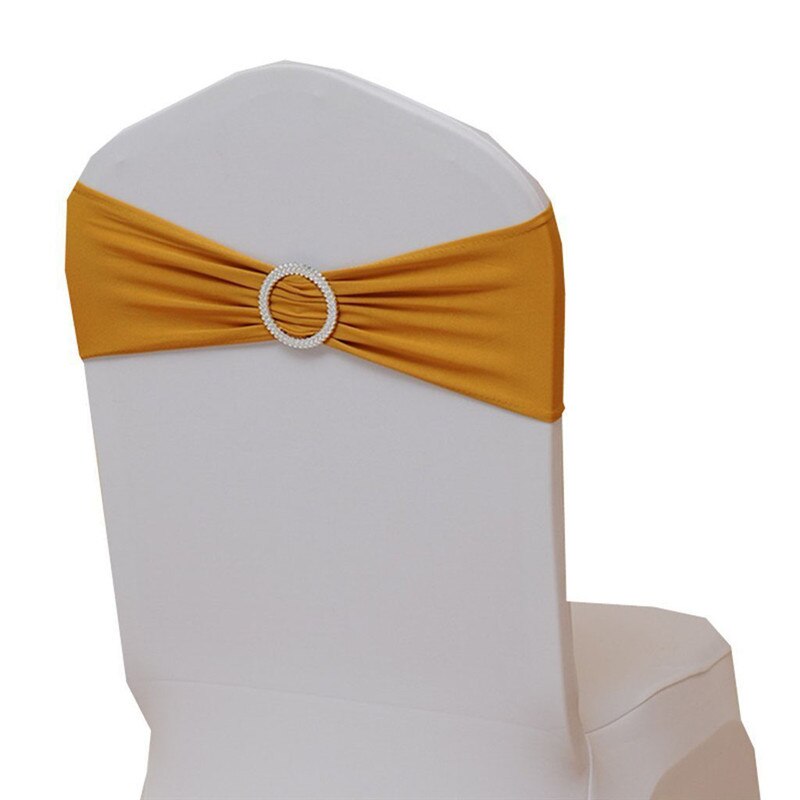 Bue-knude stropper stol sashes bryllup fest banket stol stretch bånd satin sashes stole dekorationer tslm 2: Guld gul