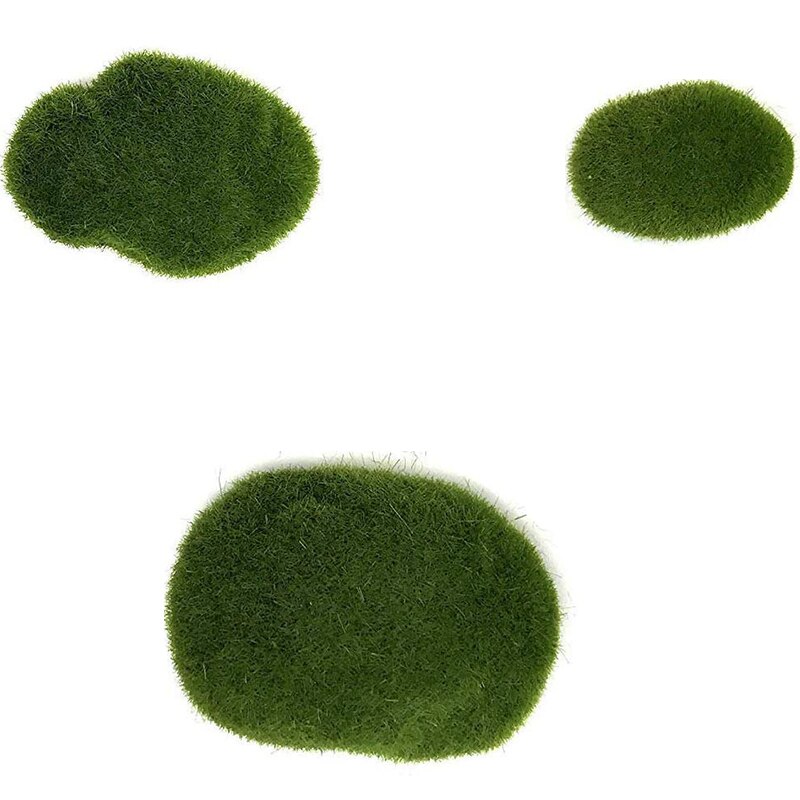 40 peças rochas de musgo artificial decorativo falso verde musgo coberto pedras (3 tamanho)