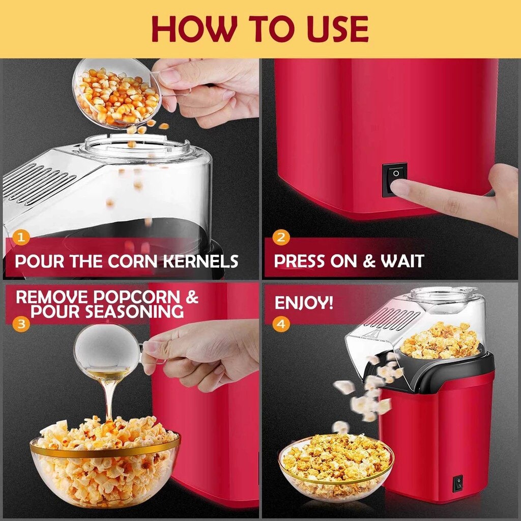 Kökstillbehör hushållsbarn automatisk popcornmaskin rosa mini liten majspopcornmaskin köksprylar #g30