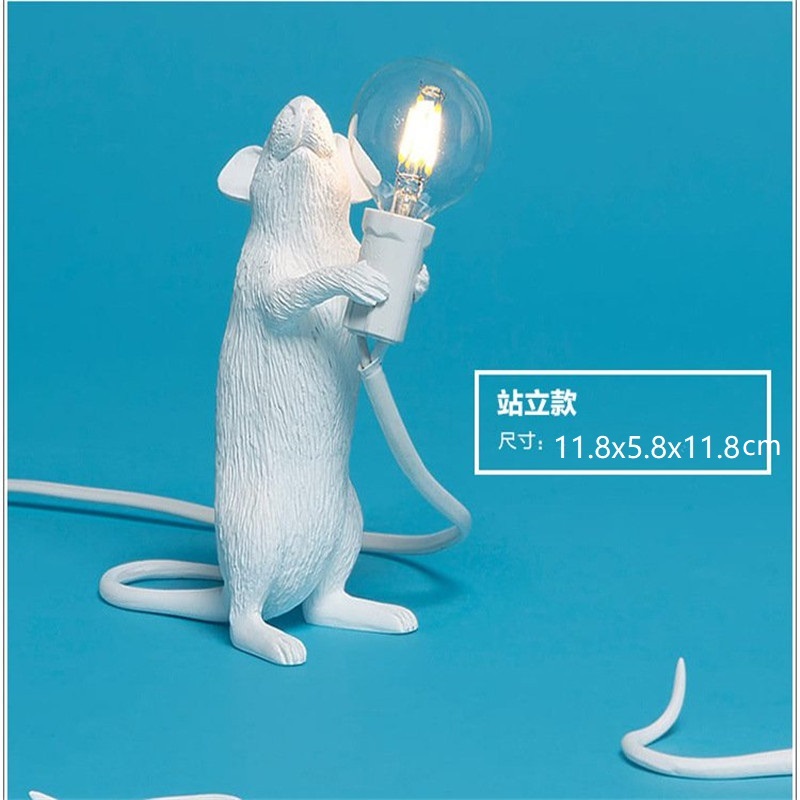Seletti moderne harpiks mus bordlampe led  e12 mus bordlamper skrivebord nordisk barnerom dekor led nattlys eu/au/us/uk plug: Hvit stasjon