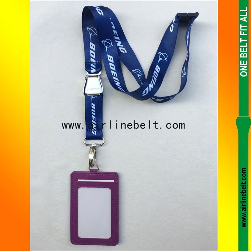 Blauw Boeing seat belt vliegtuig gesp lanyard met ID case houder voor pilot flight crew airman luchtvaart kantoor persoonlijkheid