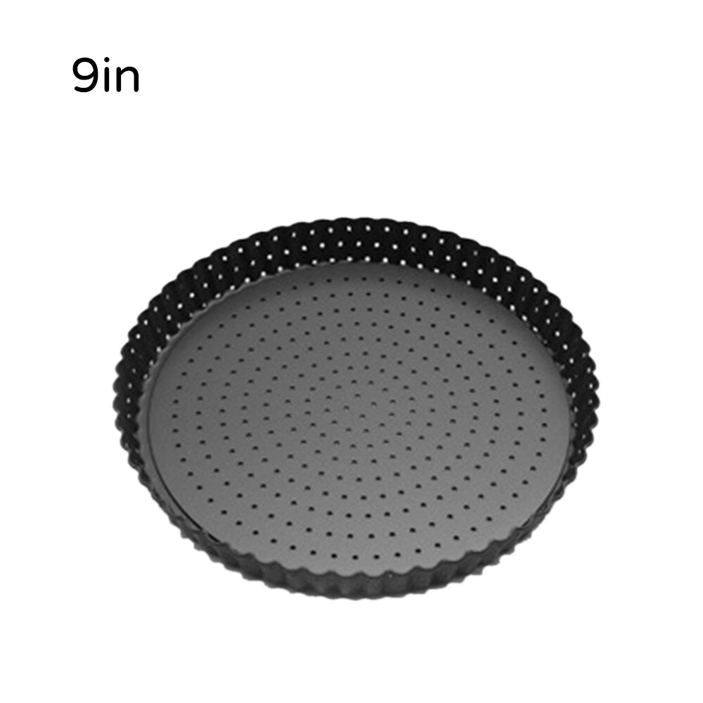 5/8/9 Inch Pizza Pans for Oven Removable Bottom Non-Stick Pizza Baking Tray with Holes Bakeware Baking Tool Kitchen Accessories: black 9inch