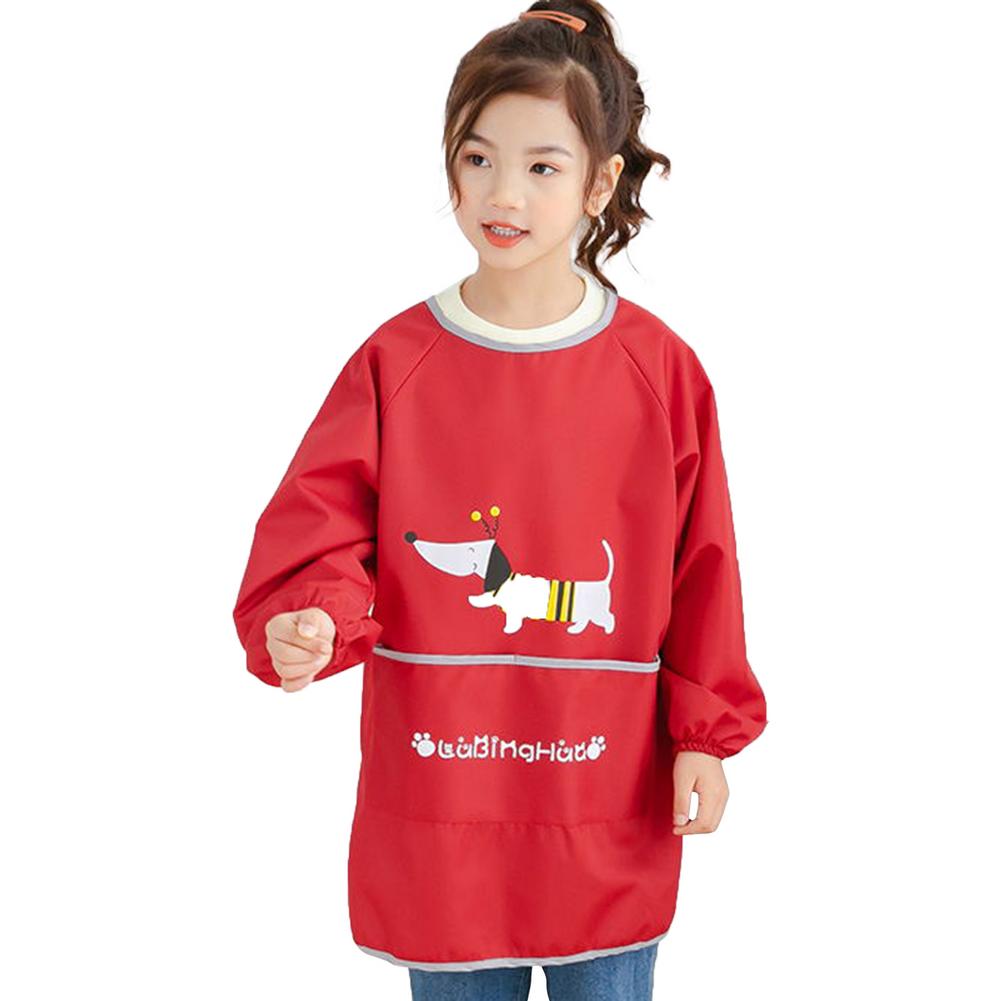 Smocks de peinture artistique pour enfants, tabliers imperméables à manches longues pour 90 à 150 Cm de hauteur, pour enfants de 6 à 8 ans: Rouge