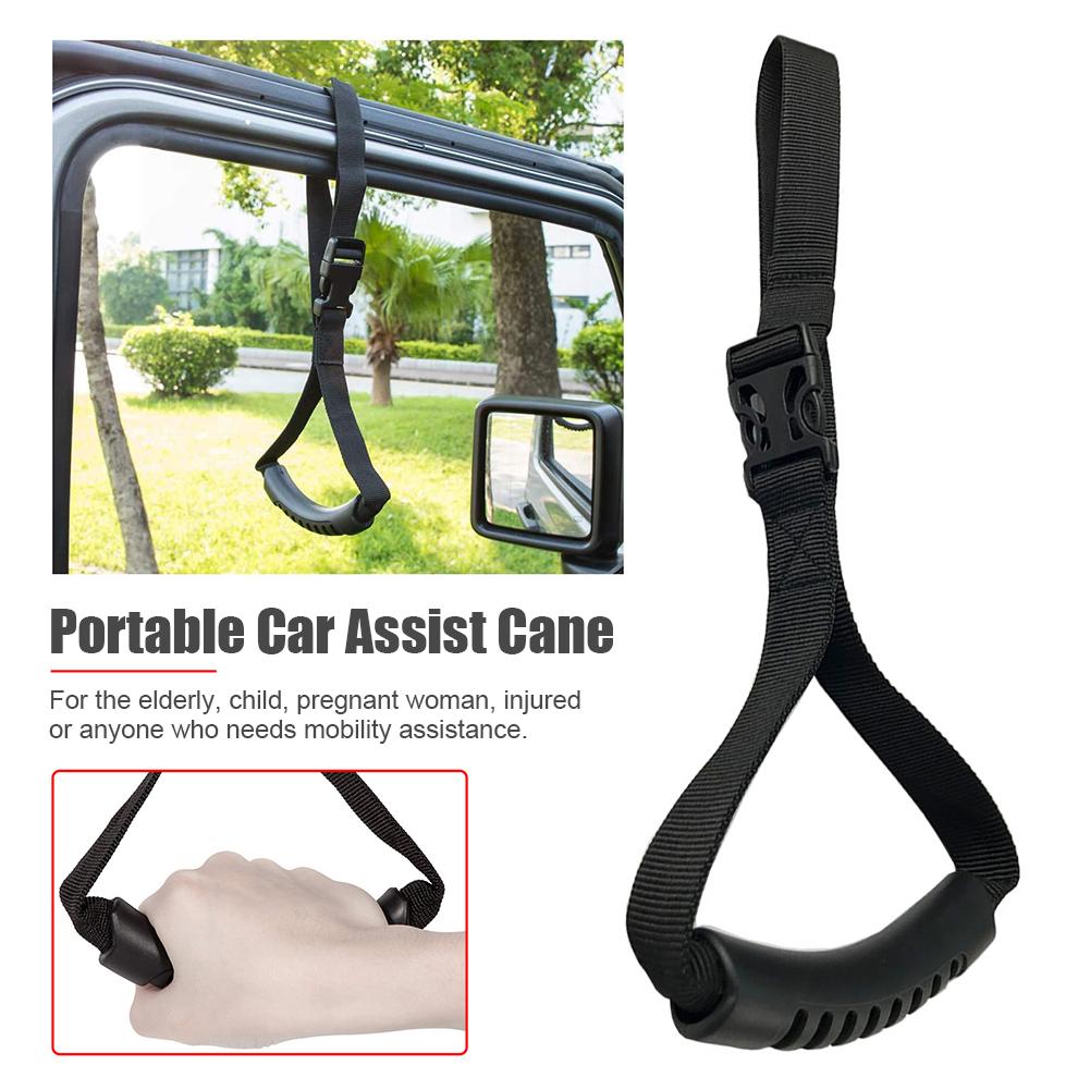 Car Grab Handle Adjustable Standing Aid Safety Handle Vehicle Support Portable Nylon Grip Handle Car Assist Device Black