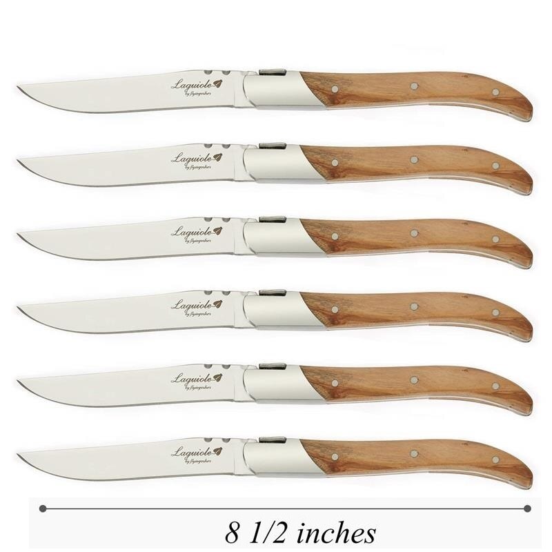 2/4/6/10Pcs Laguiole Steak Mes Diner Messen Olijf Houten Handvat Servies Roestvrij Tafel Messen 8.25 &#39;&#39;Japan Houten Servies