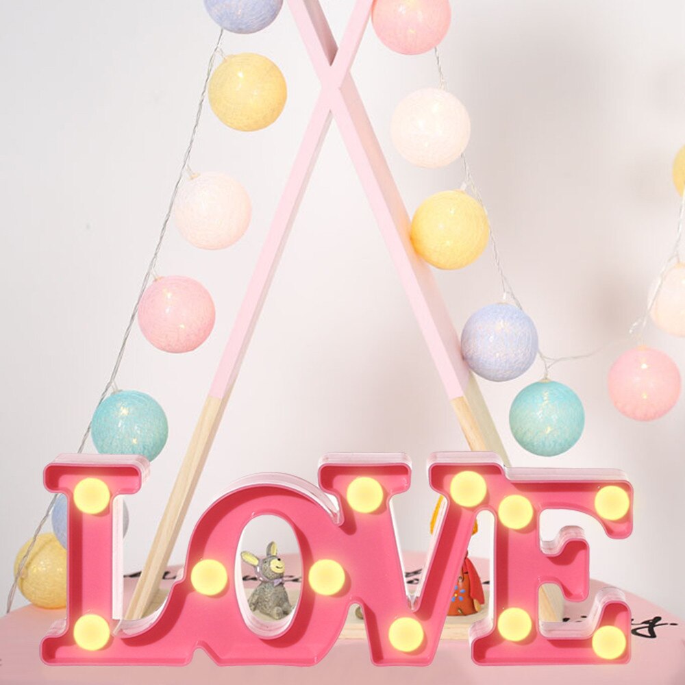 LED LOVE Light Romantic Wedding Standing Letter Lamp Lights Light Up White Plastic Valentine Love Girlfriend L4