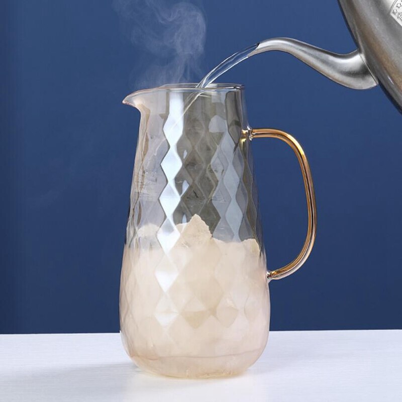 54Oz Glass Pitcher with Lid Iced Tea Pitcher Water Jug Cold Water Ice Tea Wine Coffee Milk and Juice Beverage Carafe