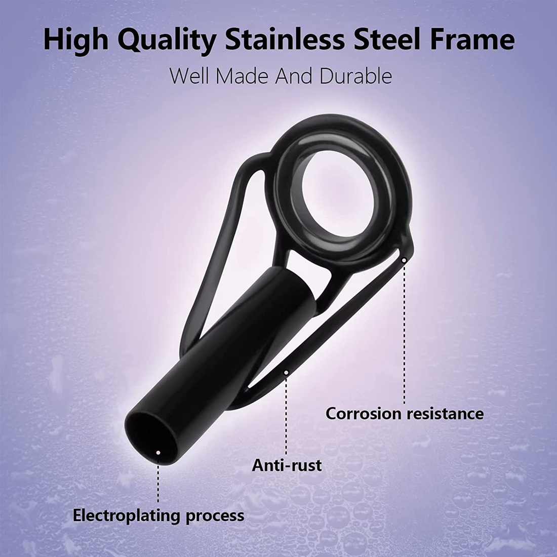 FishTrip 5Pcs Rod Tip Top Guides Stainless Steel Ceramic Ring 1.8mm~8.0mm for Fishing Rod Building Repair Replacement