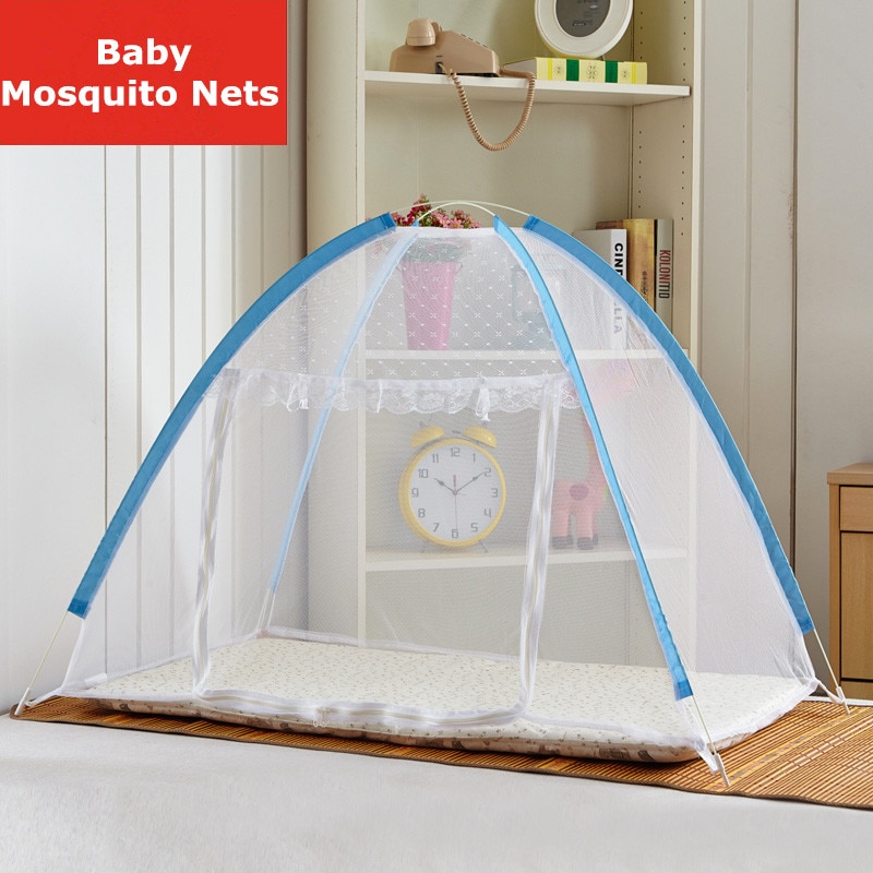 Sød baby krybbe net bærbar foldbar komfortabel baby mongolsk yurt myggenet baby seng telt myggenet