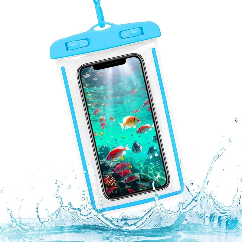 Universal Sealed Waterproof Mobile Phone Case Swimming Diving Touch Screen Mobile Phone Waterproof Bag for IPhone Huawei Xiaomi: Blue