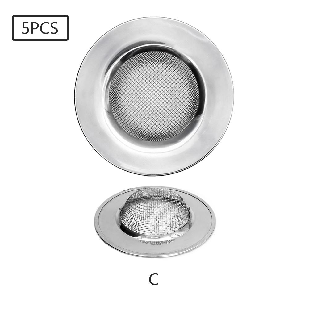 5PCS Kitchen Stainless Steel Sink Filter Bathtub Hair Catcher Stopper Shower Drain Hole Filter Trap Metal Sink Strainer Colander: C 64mm 5PCS