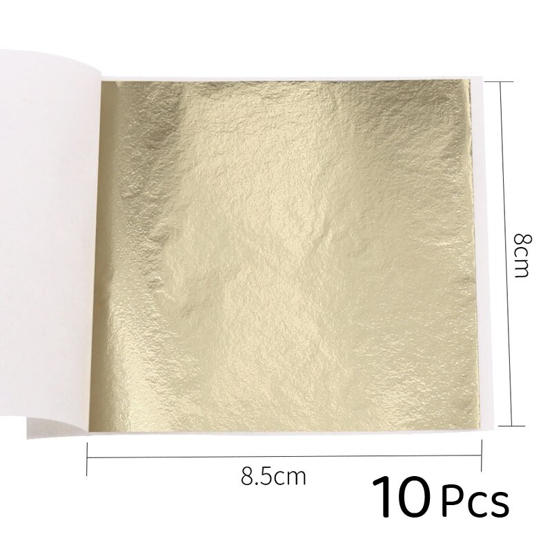 Imitation Gold Leaf Sliver Red Foil 8x8.5cm Papers Art Craft Kraft Paper DIY Craft Decor Leaf Leaves Sheets 10/50pcs: Light Gold-10