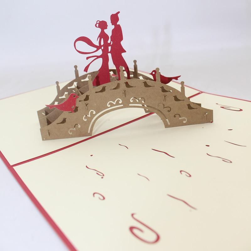 Valentines Day romantic handmade paper-cut three-dimensional greeting cards blessings cards to send boyfriend