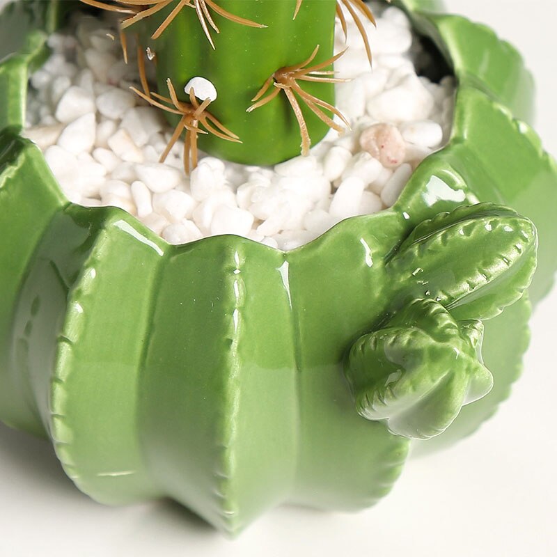 Sculpture créative de Cactus en céramique, produit, Pot de plantes succulentes, Pot de fleur de balcon, ornements de décoration pour la maison