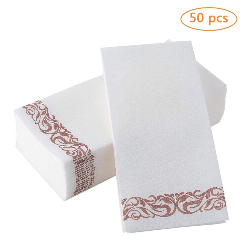 25-100pcs Soft Absorbent Disposable Hand Towels Linen-Feel Paper Hand Towels Durable Decorative Bathroom Hand Napkins Parties: 50  Rose Tissue