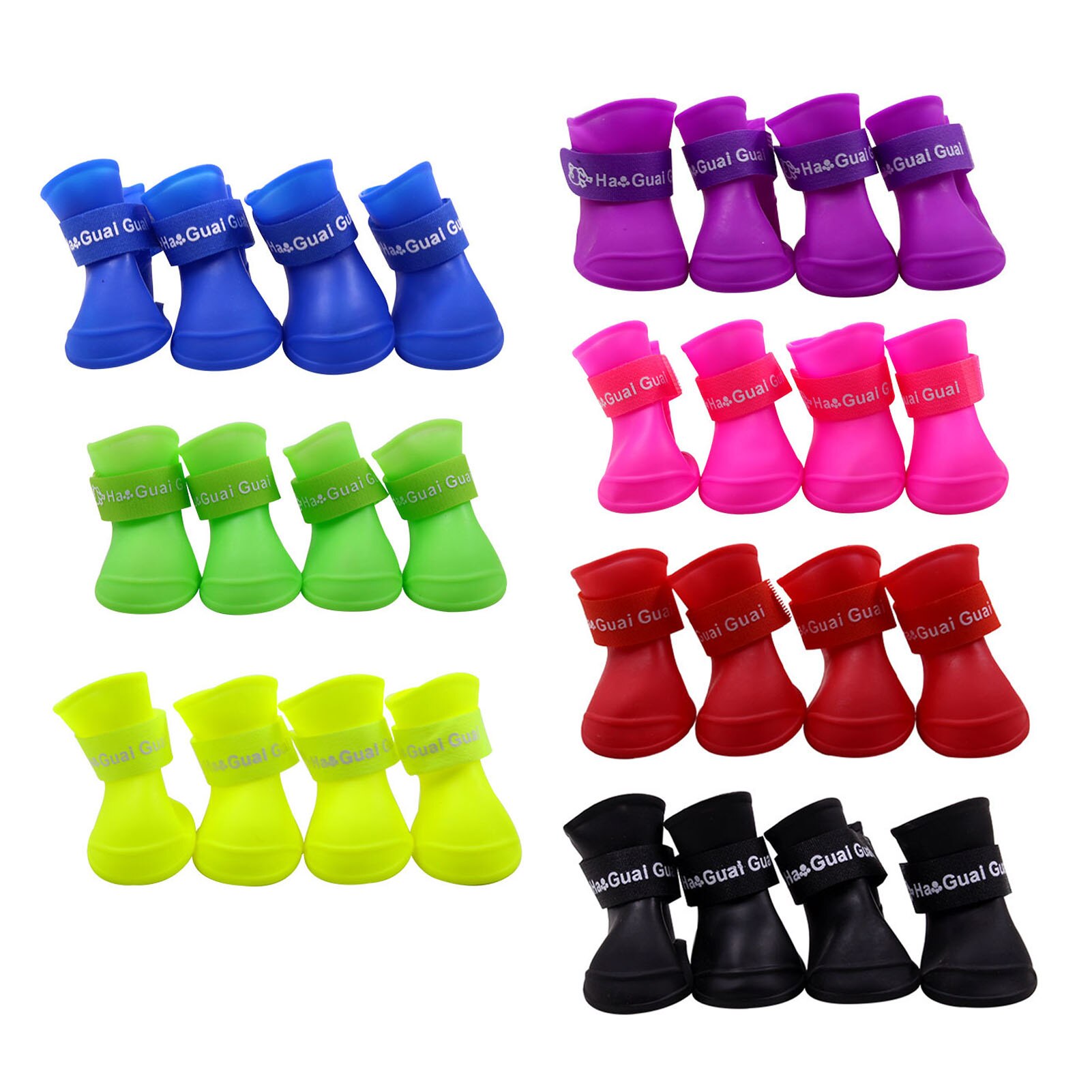 Zapatos impermeables para mascotas, Botas de lluvia antideslizantes a prueba de suciedad para perros pequeños, gatos, cachorros, 4 Uds., , ,: 4.3x3.3cm