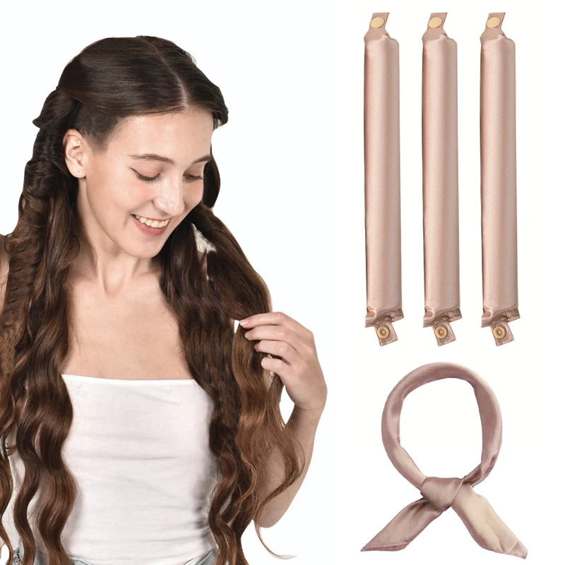 Heatless Haar Krultang Curling Rod Hoofdband Geen Warmte Haarrollers Satijn Luie Krullen Zachte Krulspelden Slapen Flexi Staven Styling Tools: WHITE