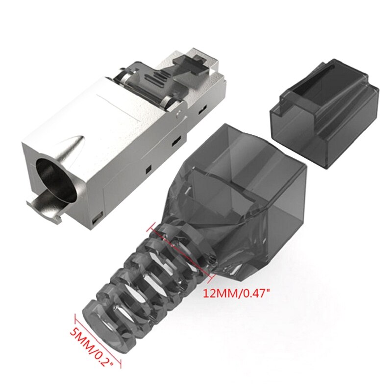 Cat7 RJ45 Crystal Plug Head Tool-less Connector No Crimp Tool-Less Cat7 30u Ethernet Network Shielded Connector