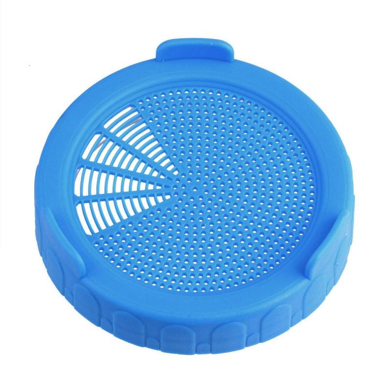 86mm Wide Mouth Plastic Mason Jar Sprouting Lid Food Grade Mesh Sprout Cover Seed Crop Germination Vegetable Silicone Sealing: 2pcs blue