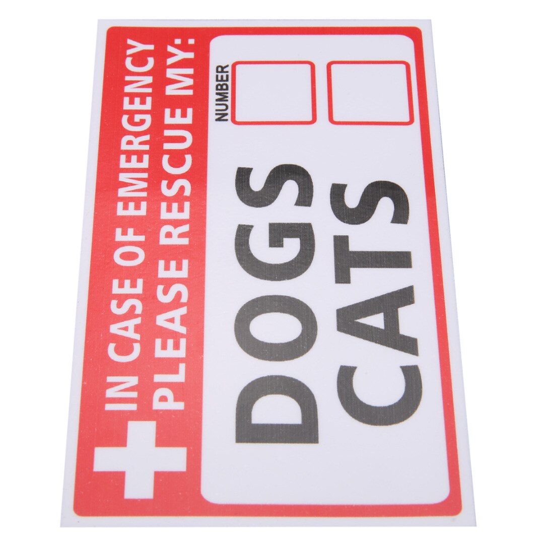 2Pcs Emergency Pet Rescue Dog Cat Vinyl Sticker First Responder Fire Safety Decal Warning Label Signs