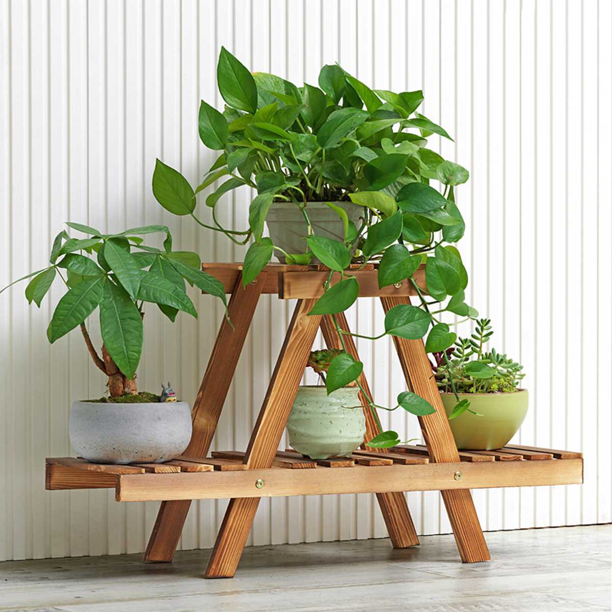 Bamboo Plant Flower Shelf Stand Flower Pot Rack Holder Garden Living Room Table Planter Display Stand Home Decor Indoor Outdoor