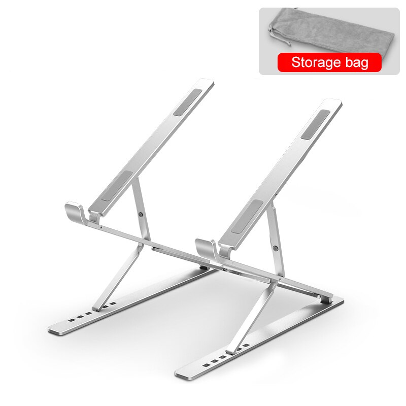 Soporte portátil para portátil Base ajustable soporte plegable para portátil soporte para Macbook Pro soporte de refrigeración de aluminio: Silver