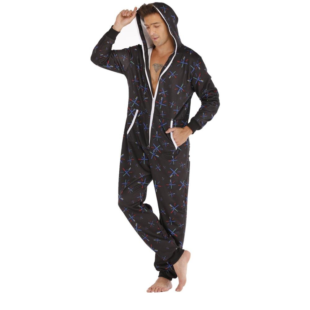 Adults Onesies Pyjamas Men One Piece Warm Soft Pajamas Sleepwear Onesies Sleepsuit Autumn