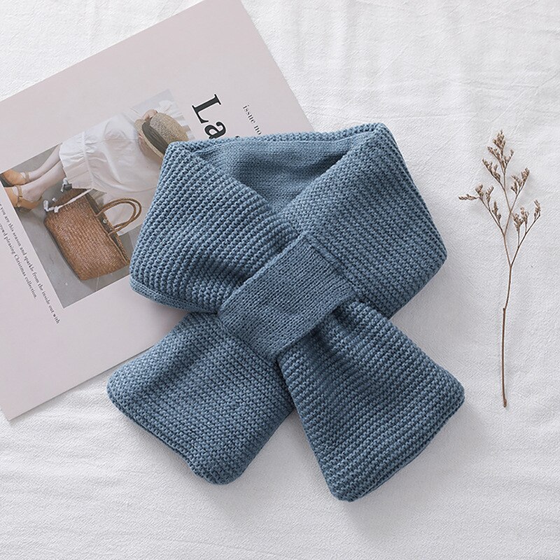 Maat 72*10cm herfst winter monochrome kindersjaal babymeisje jongen gebreide sjaal veelzijdige vrijetijds warme kinderhalssjaal: Donkerblauw