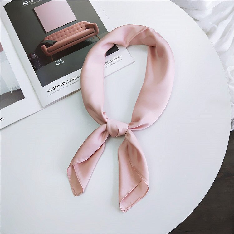 Écharpe en Satin pour femmes | Foulard cheveux kerchef, couleur unie, foulard cheveux, mouchoir, petites écharpes de cou, femmes 70cm, Scaves de bandeau pour dames: Pink