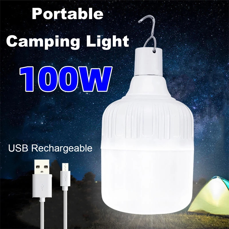 Outdoor Draagbare LED Verlichting USB Oplaadbare Camping LED Licht 20W 40W 80W 100W Waterdichte Lamp noodlantaarns LED Lamp