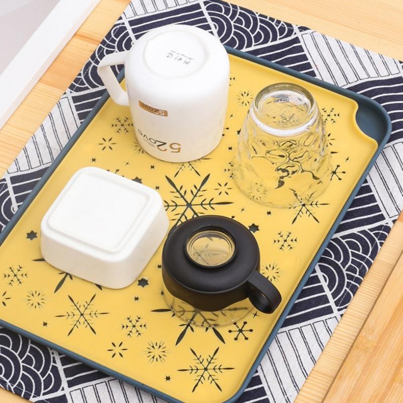 Double Tray Water Cup Plastic Drainage Tray Household Living Room Rectangular Tea Tray Fruit Tray Drainage Basket