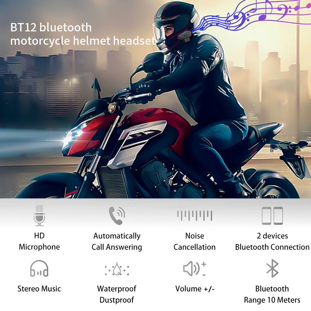 T2 Bluetooth 4.2 casque de Moto casques casque BT sans fil Moto stéréo Interphone mains libres avec Microphone de réduction