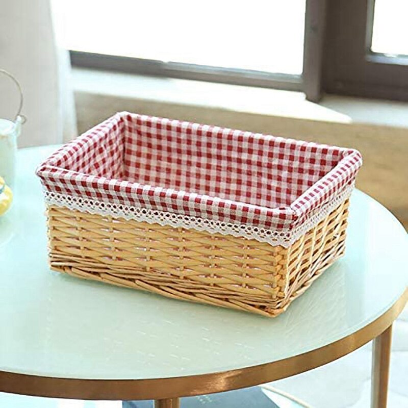 Rieten Mand Cadeau Handgemaakte Met Stof Insert Opslag Mand