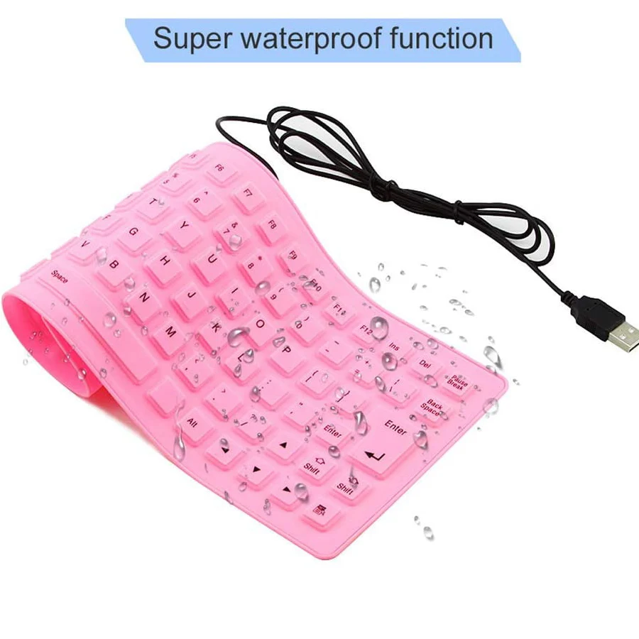 Foldable Silicone Keyboard, USB Wired 85 Keys Waterproof Rollup Silent Typing Soft Touch Keyboard for PC Notebook Laptop