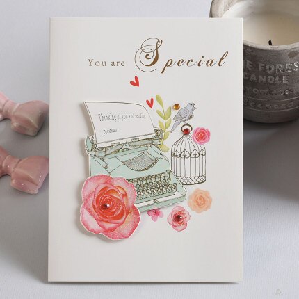 Vintage Flower Greeting Card Multi-purpose Layering Flower Paper Handmade Card