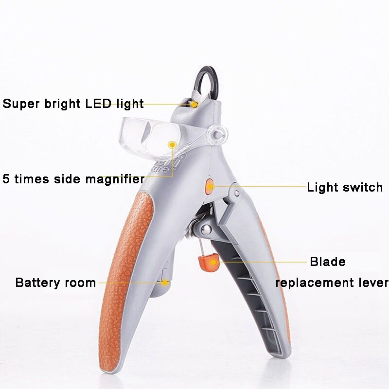 Pet Cat Dog Safety Nail Clipper With LED Lighting,Prevent Clipping The Nail Blood Vessels,Nail Grooming Cutter Trimmer: CB001-5