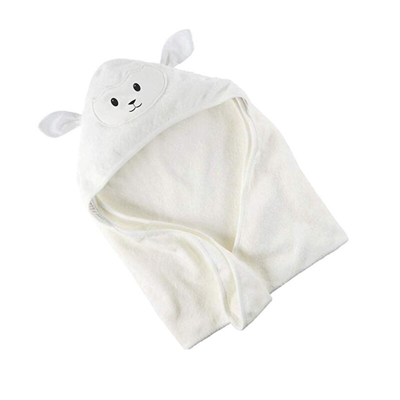 Organic Bamboo Baby Hooded Towel | Ultra Soft and Super Absorbent Toddler Hooded Bath Towel with Cute Lamb Face | Great I