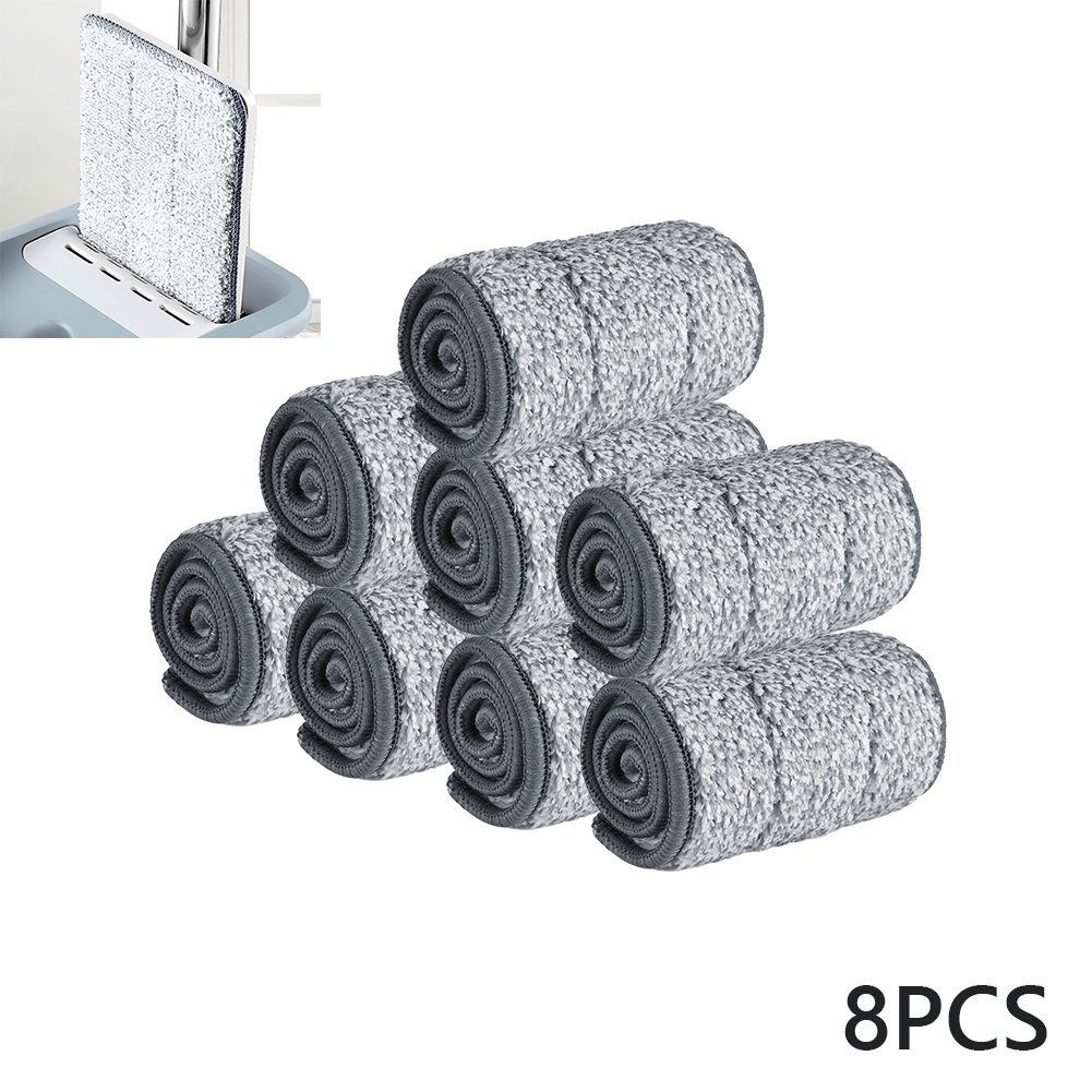 Rengøringsmopper gulvmoppe til hjemmet mikrofiber vådmoppe med spand klud flad klemmespray badeværelse køkken ren fri håndspin: Kun 8 moppepuder