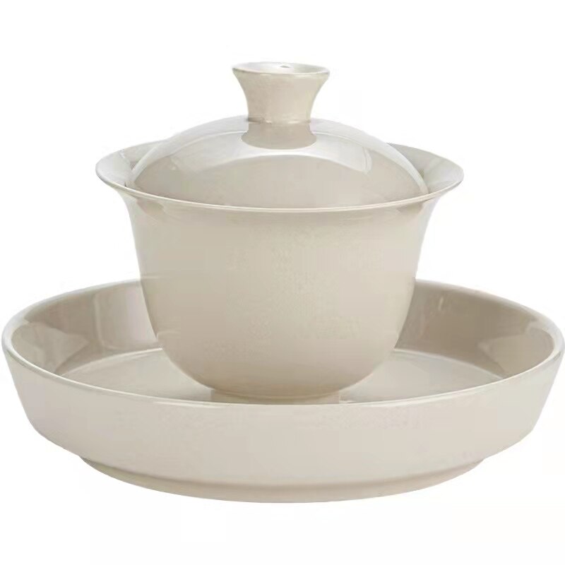 Handmade Pinch Flower Gaiwan Ceramic Tea Cup and Pot Holder Set Kung Fu Tea Set Tea Bowl Chinese Tea Maker Teacup Tea Canister: 07